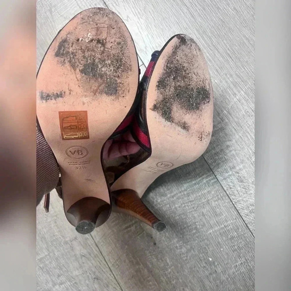 Veronica Beard OLYMPIA FABRIC/LEATHER ANKLE-WRAP SANDALS - Picture 5 of 7